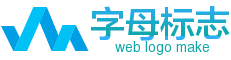 青色多次折叠字母M和W网站logo设计